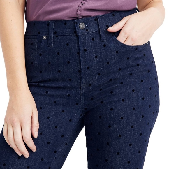 Madewell Flocked Dot 9" High Waist Skinny Jeans 25 - Picture 5 of 8